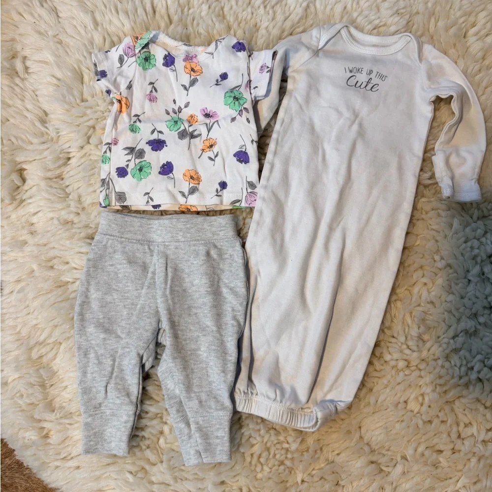 Carter's Floral and Gray Kids Matching Set